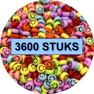 Fako Bijoux - Emoji / Smiley Kralen Bulk - Acryl - 7mm - Sieraden Maken - 3600 Stuks - Mix