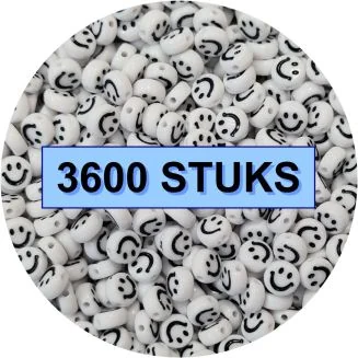 Fako Bijoux - Emoji / Smiley Kralen Bulk - Acryl - 7mm - Sieraden Maken - 3600 Stuks - Wit