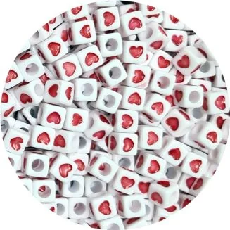 Fako Bijoux - Hartjes Kralen Vierkant Bulk - Acryl - 7mm - Sieraden Maken - 3000 Stuks - Rood