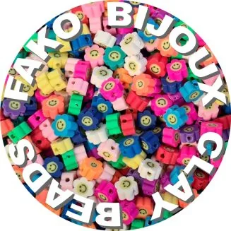 Fako Bijoux - Klei Kralen Bloem Smiley / Emoji Mix - Figuurkralen - Kleikralen - 10mm - 50 Stuks