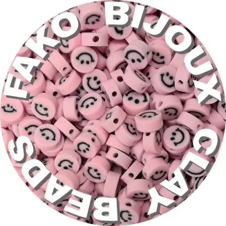 Fako Bijoux - Klei Kralen Smiley / Emoji Roze - Figuurkralen - Kleikralen - 10mm - 50 Stuks