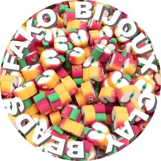 Fako Bijoux - Klei Kralen Appel Geel/Rood - Figuurkralen - Kleikralen - 10mm - 100 Stuks