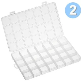 Fako Bijoux - 2x Opbergdoos XLarge - 28 Vakjes - Kralendoos - Opbergbox - Sorteerdoos Rocailles - Verdeeldoos - Kralen Box - 22.4x13.3x2.1cm - 2 Stuks
