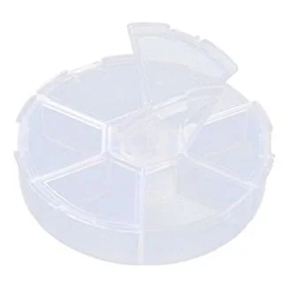 Fako Bijoux - Opbergdoos - 6 Vakjes - Rond - Kralendoos - Opbergbox - Sorteerdoos - Box - Ø 8cm - 10 Stuks