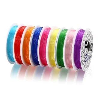Fako Bijoux - 10 Rollen Gekleurd Elastisch Nylon Draad - Sieraden Maken - 0.6mm - 10x10 Meter - Mix - 10 Stuks