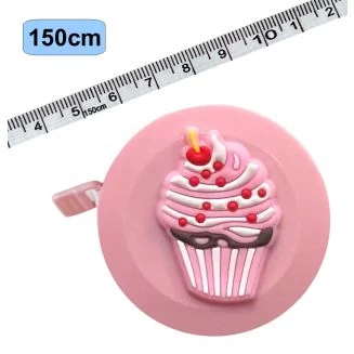 Fako Bijoux - Rolmaat Cartoon - Meetlint Lichaam - Meetband - Klussen Meetlint - Lintmeter - Hobby Meetlint - Uittrekbaar - 150cm - Roze - Cupcake