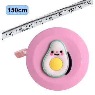 Fako Bijoux - Rolmaat Cartoon - Meetlint Lichaam - Meetband - Klussen Meetlint - Lintmeter - Hobby Meetlint - Uittrekbaar - 150cm - Roze - Avocado