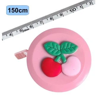 Fako Bijoux - Rolmaat Cartoon - Meetlint Lichaam - Meetband - Klussen Meetlint - Lintmeter - Hobby Meetlint - Uittrekbaar - 150cm - Roze - Kersen Rood/Roze