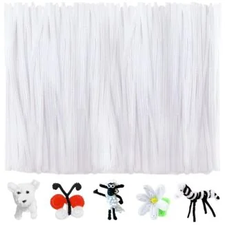 Fako Bijoux - 100 Witte Pijpenragers - Set van 100 Stuks Chenille Draden - Wit - 30 cm Lang - Knutselen - DIY - Hobby - Chenille Draad – Flexibele Pijpenragers - Kinderen en Volwassenen - 100 Stuks