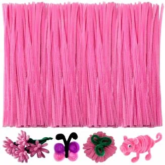 Fako Bijoux - 100 Donkerroze Pijpenragers - Set van 100 Stuks Chenille Draden - Donkerroze - 30 cm Lang - Knutselen - DIY - Hobby - Chenille Draad – Flexibele Pijpenragers - Kinderen en Volwassenen - 100 Stuks