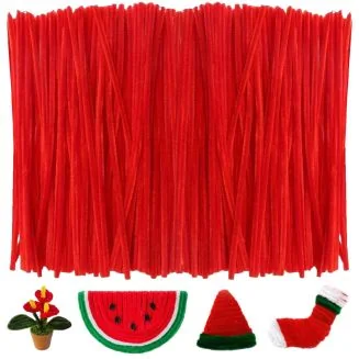 Fako Bijoux - 100 Rode Pijpenragers - Set van 100 Stuks Chenille Draden - Rood - 30 cm Lang - Knutselen - DIY - Hobby - Chenille Draad – Flexibele Pijpenragers - Kinderen en Volwassenen - 100 Stuks