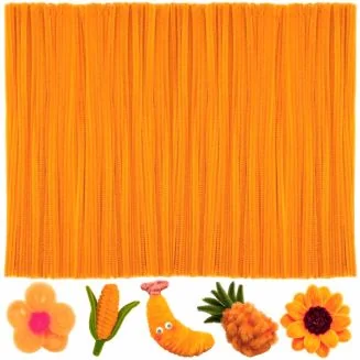 Fako Bijoux - 100 Oranje Pijpenragers - Set van 100 Stuks Chenille Draden - Oranje - 30 cm Lang - Knutselen - DIY - Hobby - Chenille Draad – Flexibele Pijpenragers - Kinderen en Volwassenen - 100 Stuks