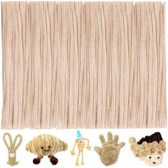 Fako Bijoux - 100 Beige Pijpenragers - Set van 100 Stuks Chenille Draden - Beige - 30 cm Lang - Knutselen - DIY - Hobby - Chenille Draad – Flexibele Pijpenragers - Kinderen en Volwassenen - 100 Stuks