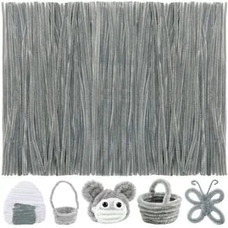 Fako Bijoux - 100 Zilvergrijze Pijpenragers - Set van 100 Stuks Chenille Draden - Zilvergrijs - 30 cm Lang - Knutselen - DIY - Hobby - Chenille Draad – Flexibele Pijpenragers - Kinderen en Volwassenen - 100 Stuks