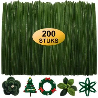 Fako Bijoux - 200 Donkergroene Pijpenragers - Set van 200 Stuks Chenille Draden - Donkergroen - 30 cm Lang - Knutselen - DIY - Hobby - Chenille Draad – Flexibele Pijpenragers - Kinderen en Volwassenen - 200 Stuks
