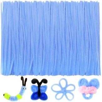Fako Bijoux - 100 Lichtblauwe Pijpenragers - Set van 100 Stuks Chenille Draden - Lichtblauw - 30 cm Lang - Knutselen - DIY - Hobby - Chenille Draad – Flexibele Pijpenragers - Kinderen en Volwassenen - 100 Stuks
