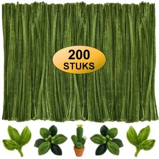 Fako Bijoux - 200 Mosgroene Pijpenragers - Set van 200 Stuks Chenille Draden - Mosgroen - 30 cm Lang - Knutselen - DIY - Hobby - Chenille Draad – Flexibele Pijpenragers - Kinderen en Volwassenen - 200 Stuks