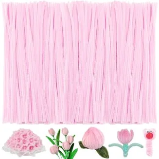 Fako Bijoux - 100 Lichtroze Pijpenragers - Set van 100 Stuks Chenille Draden - Lichtroze - 30 cm Lang - Knutselen - DIY - Hobby - Chenille Draad – Flexibele Pijpenragers - Kinderen en Volwassenen - 100 Stuks