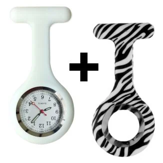 Fako - Verpleegstershorloge - Siliconen Duo - Zebra Wit