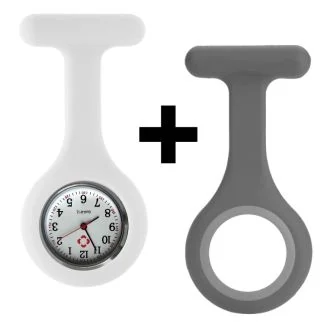 Fako - Verpleegstershorloge - Siliconen Duo - Wit Grijs