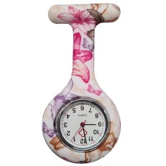 Fako - Verpleegstershorloge - Siliconen Print - Bloemen Roze/Paars