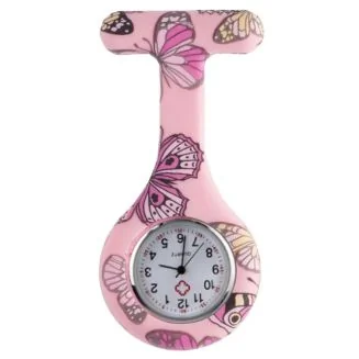 Fako - Verpleegstershorloge - Siliconen Print - Vlinder Roze