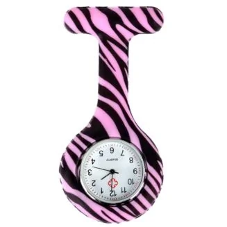 Fako - Verpleegstershorloge - Siliconen Print - Zebra Roze 