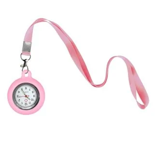 Fako - Verpleegstershorloge Met Keycord - Ketting - 90cm - Roze