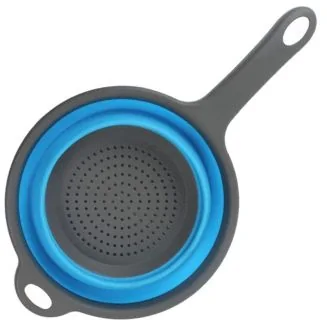 Fako - Inklapbare Vergiet Met Handvat - Opvouwbaar - Siliconen - Klein - Blauw/Grijs