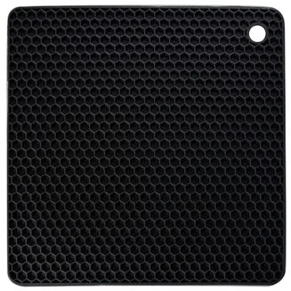 Fako - Pannenonderzetter Hittebestendig - Onderzetter Voor Pannen - Siliconen Mat - Potopener - 18x18cm - Vierkant - Zwart