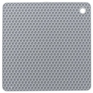 Fako - Pannenonderzetter Hittebestendig - Onderzetter Voor Pannen - Siliconen Mat - Potopener - 18x18cm - Vierkant - Lichtgrijs