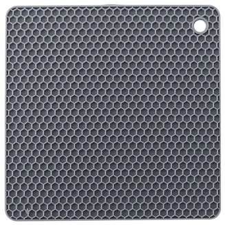 Fako - Pannenonderzetter Hittebestendig - Onderzetter Voor Pannen - Siliconen Mat - Potopener - 18x18cm - Vierkant - Donkergrijs