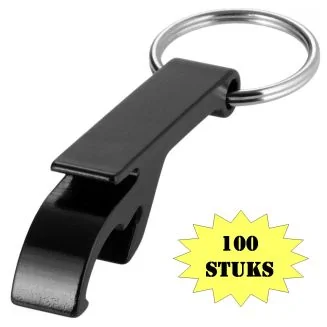 Fako Bijoux - Flesopener - Sleutelhanger - Zwart - 100 Stuks