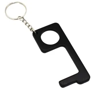 Fako Bijoux - No Touch Key - Contactloze Deuropener - Antibacteriële Sleutelhanger - Hygiëne Sleutel - Aluminium - Zwart