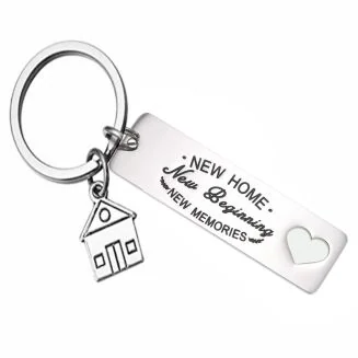 Fako Bijoux - Sleutelhanger New Home, New Beginning, New Memories Hart - Huis - Cadeau - Geschenk - Zilverkleurig