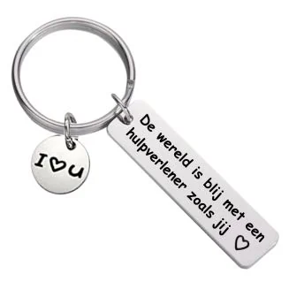 Fako Bijoux - Sleutelhanger De Wereld Is Blij Met Een Hulpverlener Zoals Jij - Cadeau - Geschenk - Zilverkleurig