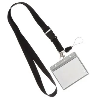 Fako Bijoux - Keycord + Badgehouder Plastic XL - Sleutelkoord - Badgehouder - 51cm - 20mm - Zwart