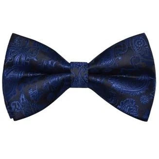 Fako Fashion - Vlinderstrik Paisley - 100% Zijde - Navy Blauw - Vlinderdas - Strik - Strikje - Vlinderdassen - Paisley Navy Blauw
