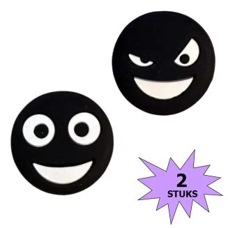 Fako Bijoux - Tennisdemper - Emoji - Tweezijdig - Zwart - 2 Stuks