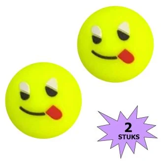 Fako Bijoux - Tennisdemper - Emoji - Smile Fluo Geel - 2 Stuks