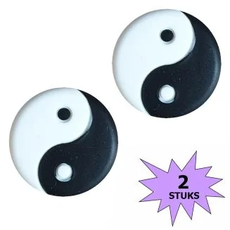 Fako Bijoux - Tennisdemper - Yin Yang - Zwart/Wit - 2 Stuks