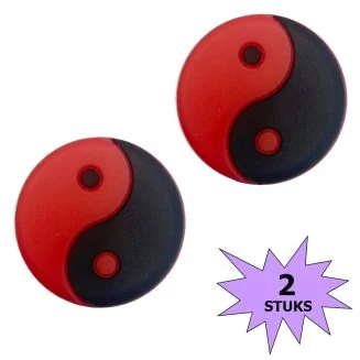 Fako Bijoux - Tennisdemper - Yin Yang - Zwart/Rood - 2 Stuks