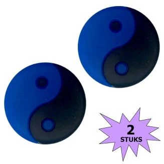 Fako Bijoux - Tennisdemper - Yin Yang - Zwart/Blauw - 2 Stuks