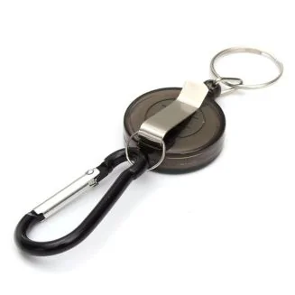Fako Bijoux - Uittrekbare Sleutelhanger Met Koord - Rolspeld - Yoyo - Skipashouder - Kunststof - Zwart