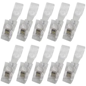 Fako Bijoux - Badgehouder Clips Kunststof - Transparant - Met Bevestigingsstrip - Naamkaarthouder Clip - Naambadge Klem - 12x28mm - 20 Stuks
