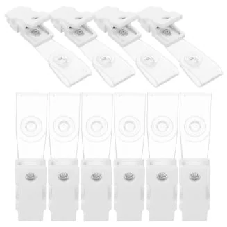 Fako Bijoux - Badgehouder Clips Kunststof - Wit - Met Bevestigingsstrip - Naamkaarthouder Clip - Naambadge Klem - 12x25mm - 10 Stuks
