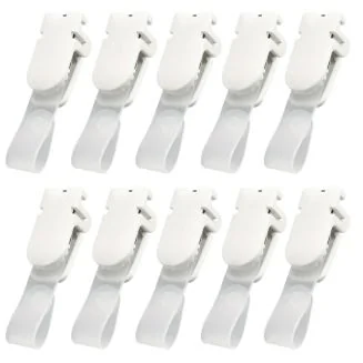 Fako Bijoux - Badgehouder Clips Kunststof - Wit - Met Bevestigingsstrip - Naamkaarthouder Clip - Naambadge Klem - 15x30mm - 20 Stuks