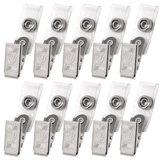 Fako Bijoux - Badgehouder Clips Metaal - Zilver - Met Bevestigingsstrip - Naamkaarthouder Clip - Naambadge Klem - 12x30mm - 20 Stuks