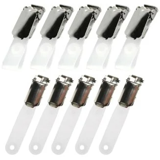 Fako Bijoux - Badgehouder Clips Metaal - Zilver - Met Bevestigingsstrip - Naamkaarthouder Clip - Naambadge Klem - 13x28mm - 10 Stuks