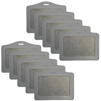Fako Bijoux - Badgehouder - PU Leder - Horizontaal - Grijs - 10 Stuks